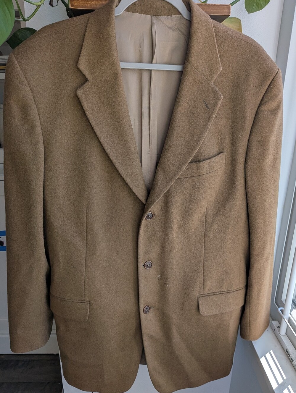 Emanuel Ungaro Cashmere Wool Blazer Sport Coat Mens 42S 44S Tan Camel Damaged